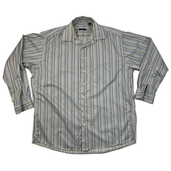 Vintage Burberry Shirt Mens XL Extra Large Striped Button Up Cotton Made in USA - Picture 1 of 10